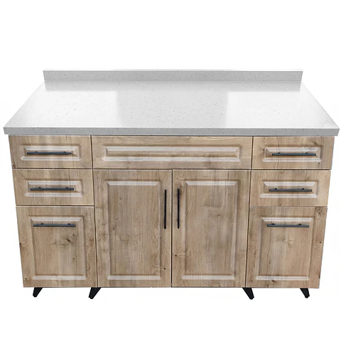 Mueble Mesón Nogal con Cubierta de Cuarzo 150x52x90 cm (Incluye Armado)