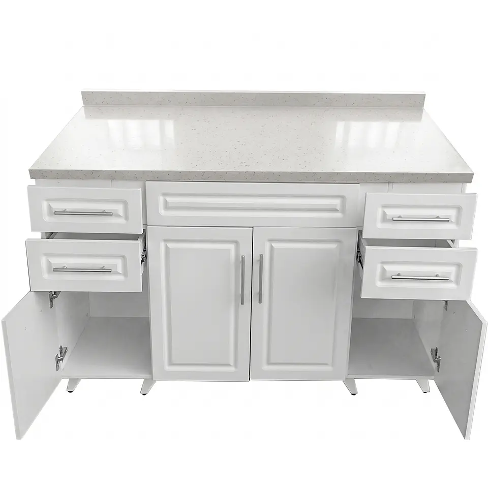 Mueble Mesón Blanco con Cubierta de Cuarzo 150x52x90 cm (Incluye Armado) 2