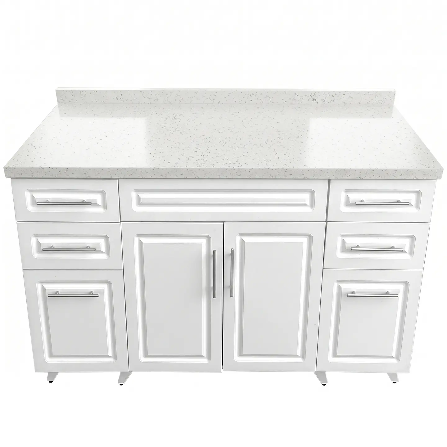 Mueble Mesón Blanco con Cubierta de Cuarzo 150x52x90 cm (Incluye Armado) 1