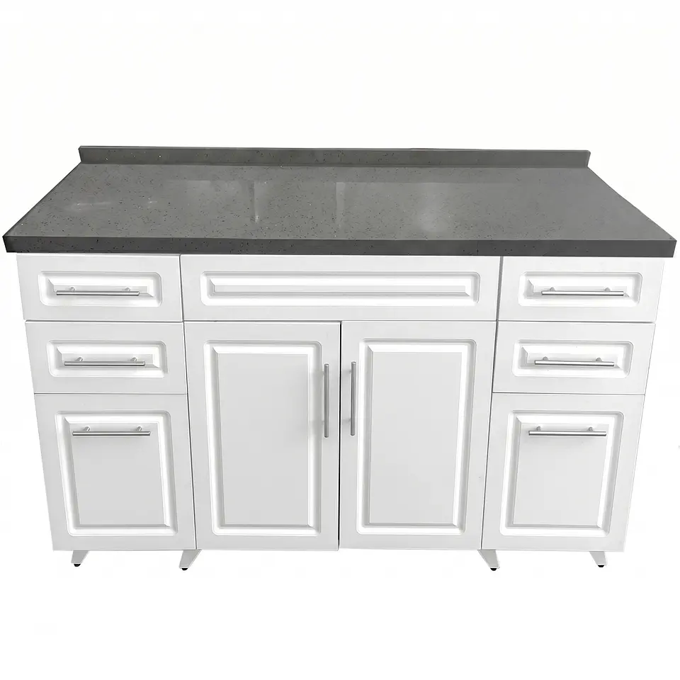 Mueble Mesón Blanco con Cubierta de Cuarzo 150x52x90 cm (Incluye Armado) 5
