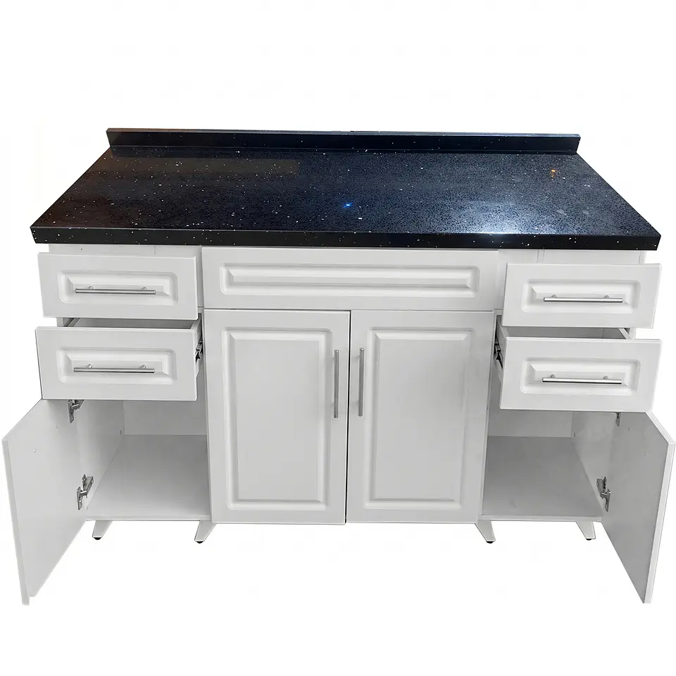 Mueble Mesón Blanco con Cubierta de Cuarzo 150x52x90 cm (Incluye Armado) 4