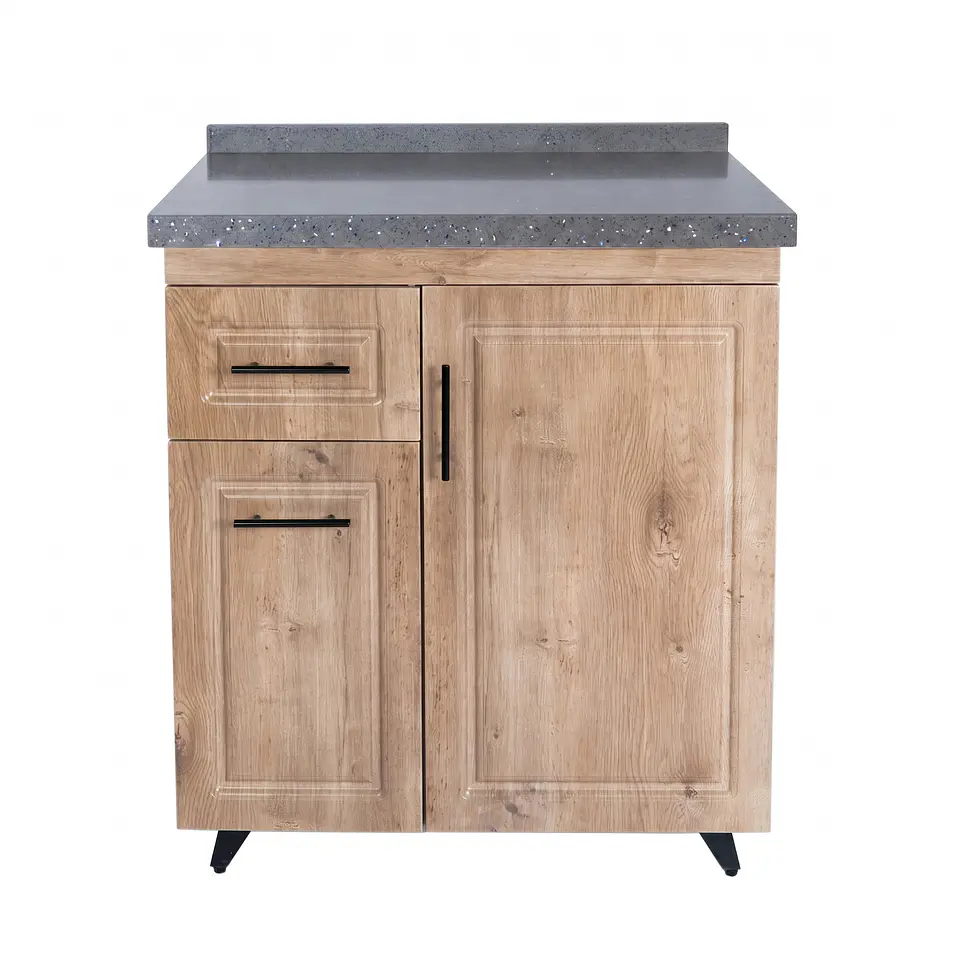 Mueble Mesón Nogal Izquierdo con Cubierta de Cuarzo 80x52x90 cm (Incluye Armado) 3