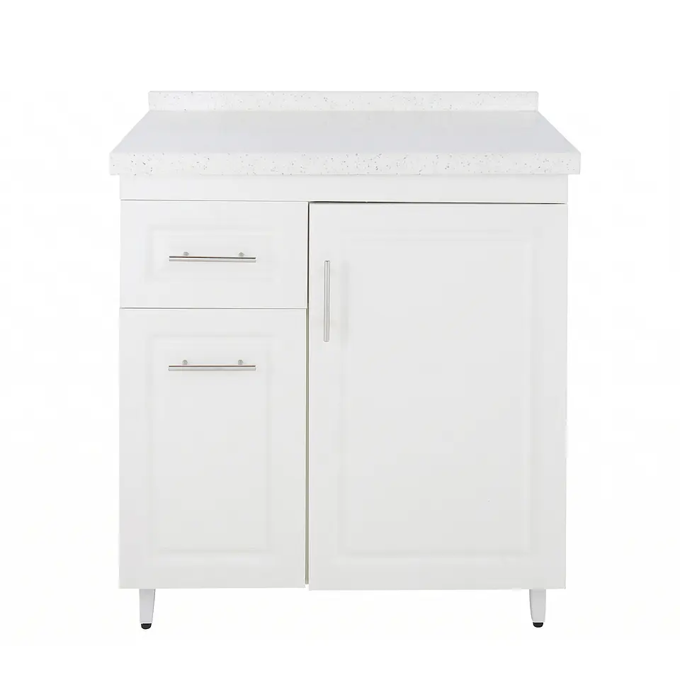 Mueble Mesón Blanco Izquierdo con Cubierta de Cuarzo 80x52x90 cm (Incluye Armado) 1
