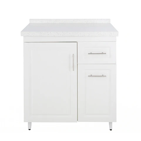 Mueble Mesón Blanco Derecho con Cubierta de Cuarzo 80x52x90 cm (Incluye Armado)