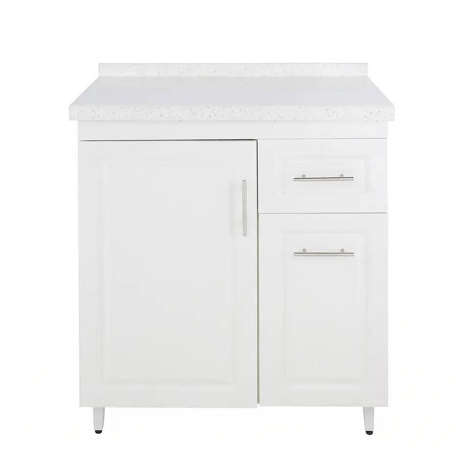 Mueble Mesón Blanco Derecho con Cubierta de Cuarzo 80x52x90 cm (Incluye Armado) 1