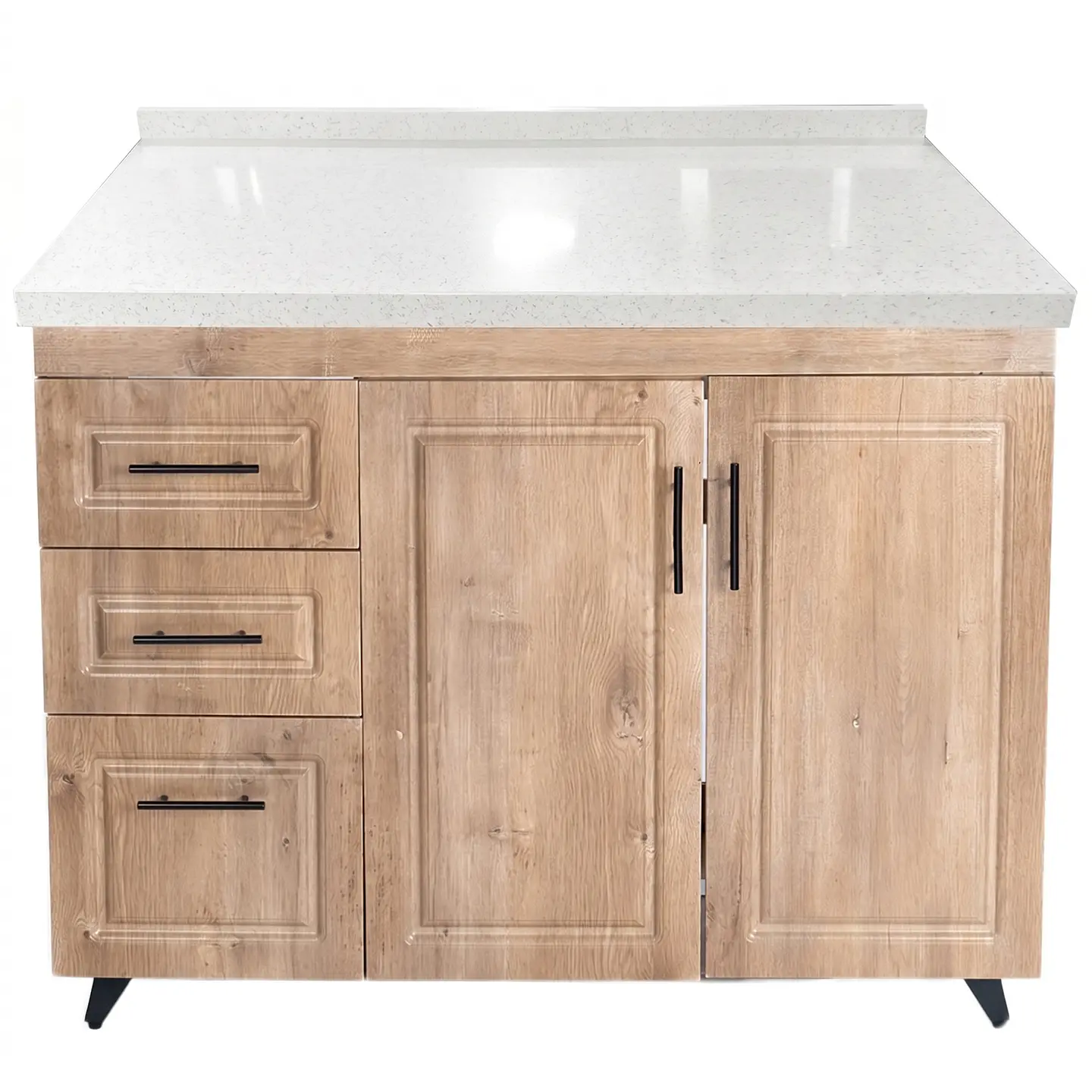 Mueble Mesón Nogal Izquierdo con Cubierta de Cuarzo 100x52x90 cm (Incluye Armado) 1