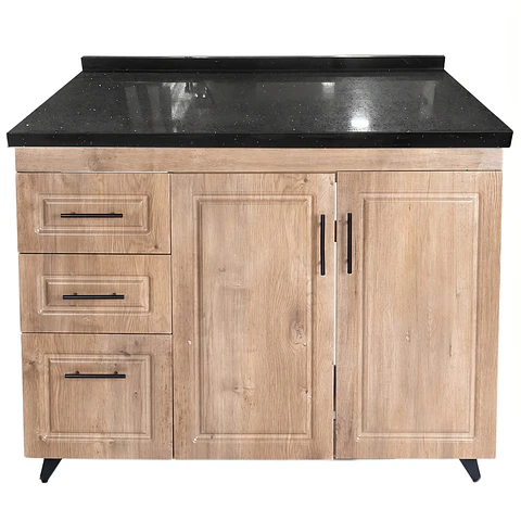Mueble Mesón Nogal Izquierdo con Cubierta de Cuarzo 100x52x90 cm (Incluye Armado)