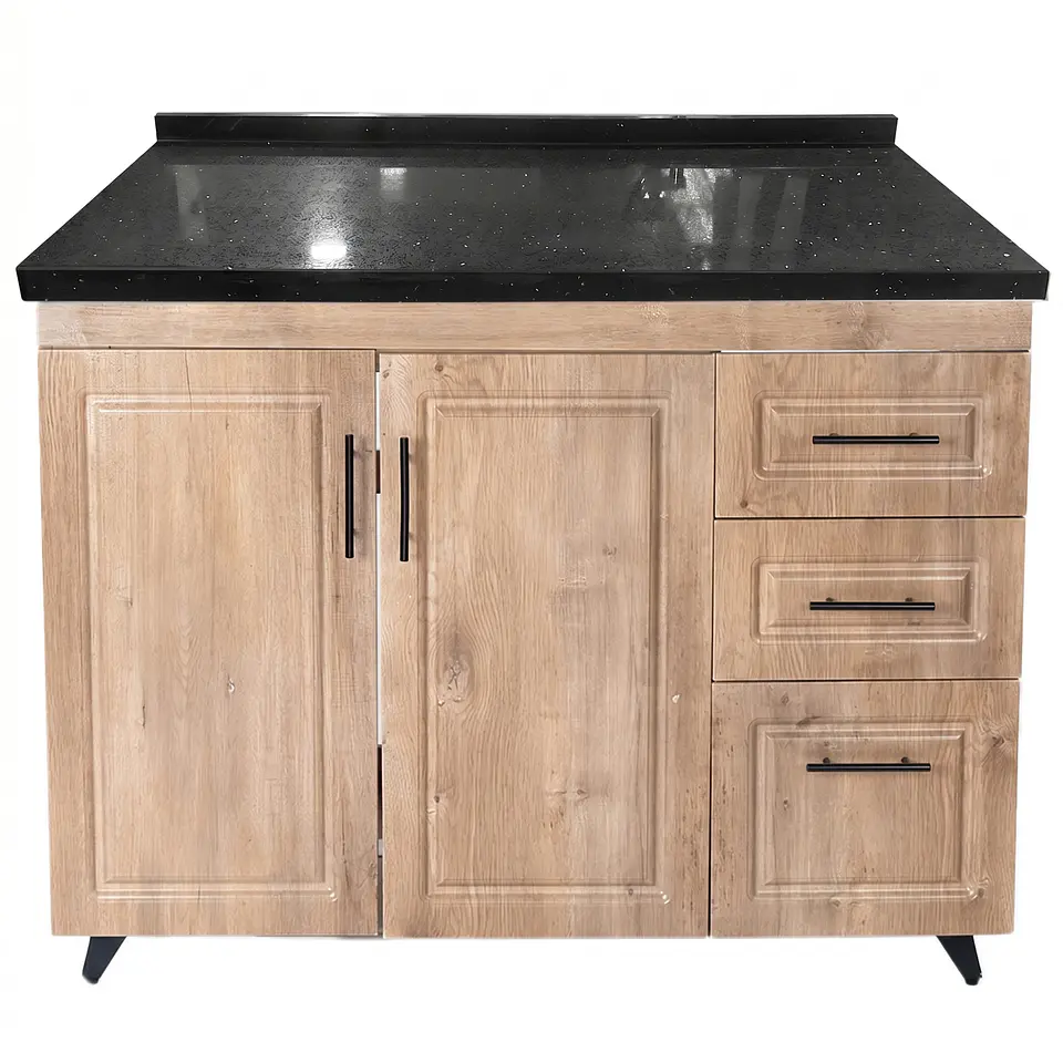 Mueble Mesón Nogal Derecho con Cubierta de Cuarzo 100x52x90 cm (Incluye Armado) 2