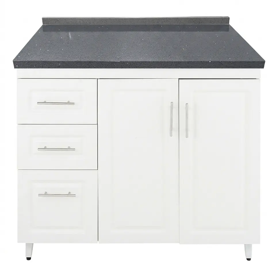 Mueble Mesón Blanco Izquierdo con Cubierta de Cuarzo 100x52x90 cm (Incluye Armado) 3