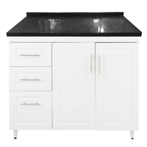 Mueble Mesón Blanco Izquierdo con Cubierta de Cuarzo 100x52x90 cm (Incluye Armado)