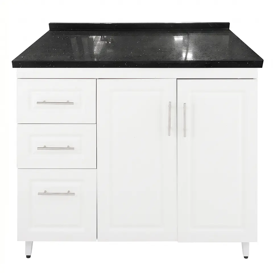 Mueble Mesón Blanco Izquierdo con Cubierta de Cuarzo 100x52x90 cm (Incluye Armado) 2
