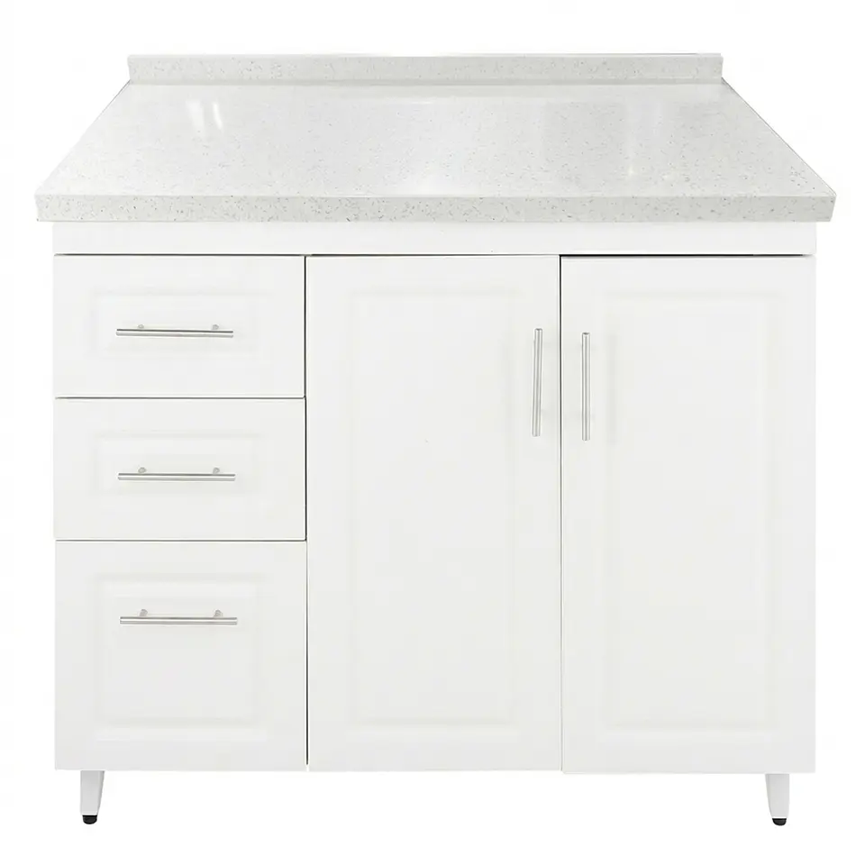 Mueble Mesón Blanco Izquierdo con Cubierta de Cuarzo 100x52x90 cm (Incluye Armado) 1