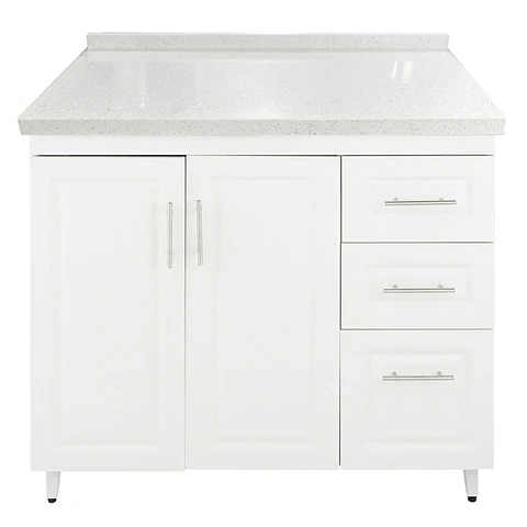Mueble Mesón Blanco Derecho con Cubierta de Cuarzo 100x52x90 cm (Incluye Armado)