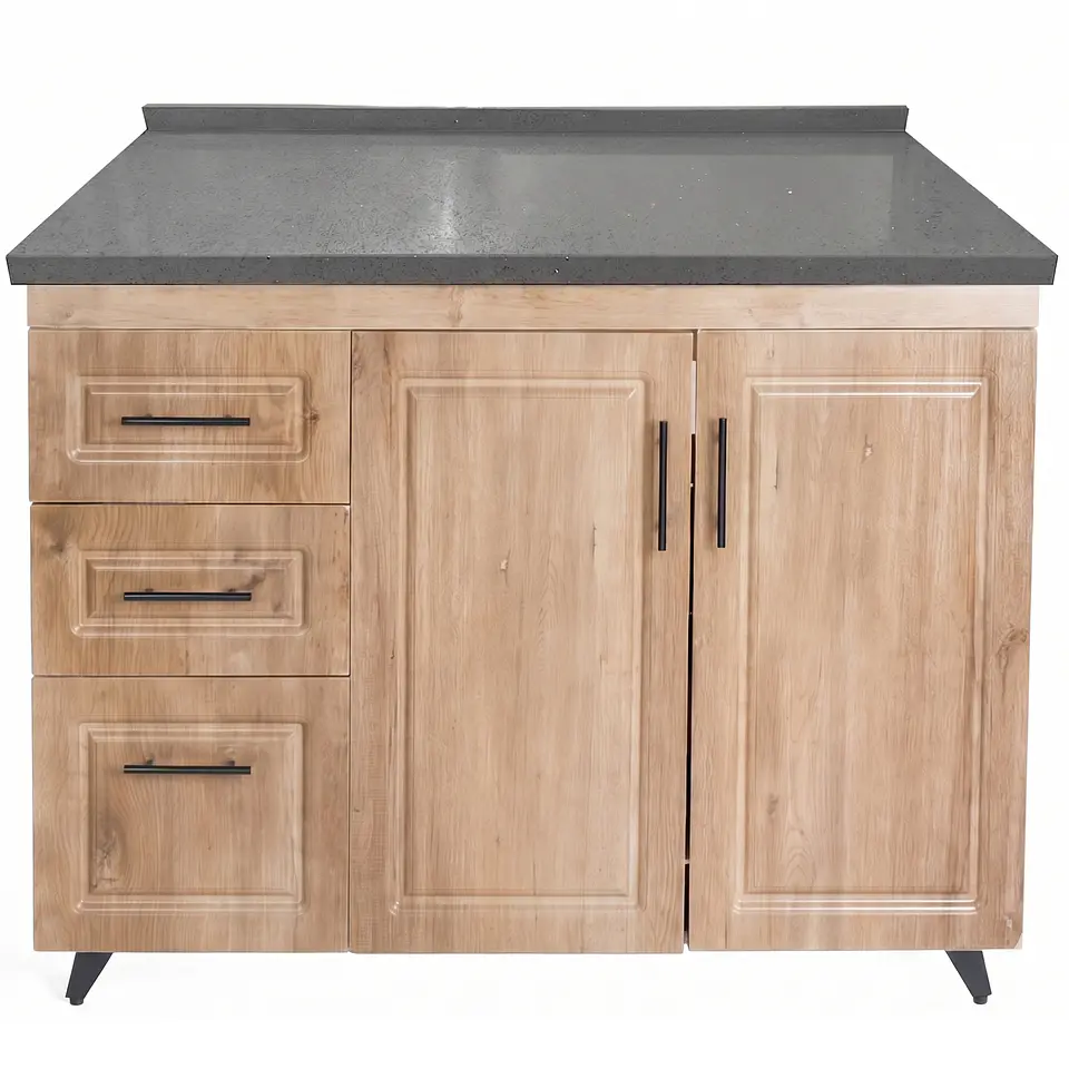 Mueble Mesón Nogal Izquierdo con Cubierta de Cuarzo 120x52x90 cm (Incluye Armado) 3