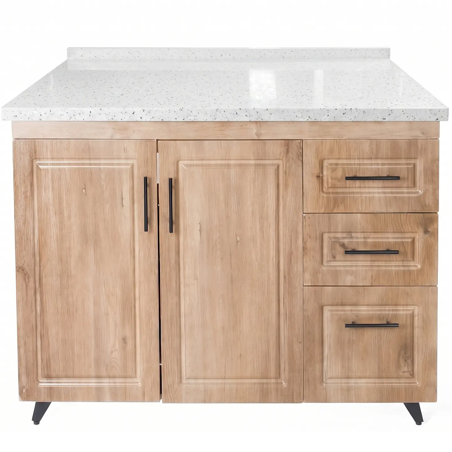 Mueble Mesón Nogal Derecho con Cubierta de Cuarzo 120x52x90 cm (Incluye Armado) 1