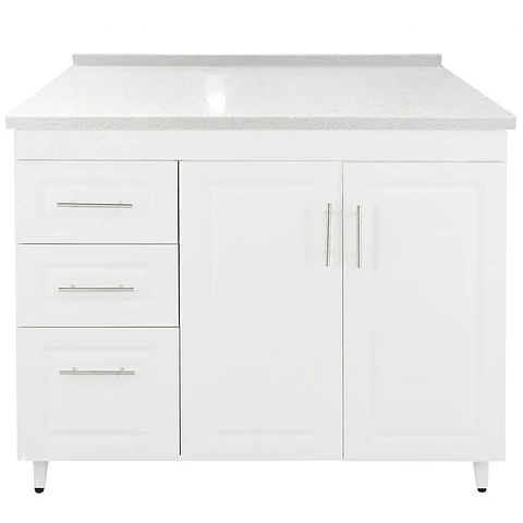 Mueble Mesón Blanco Izquierdo con Cubierta de Cuarzo 120x52x90 cm (Incluye Armado)