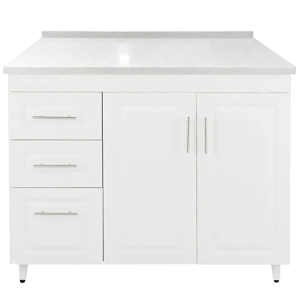 Mueble Mesón Blanco Izquierdo con Cubierta de Cuarzo 120x52x90 cm (Incluye Armado) 1
