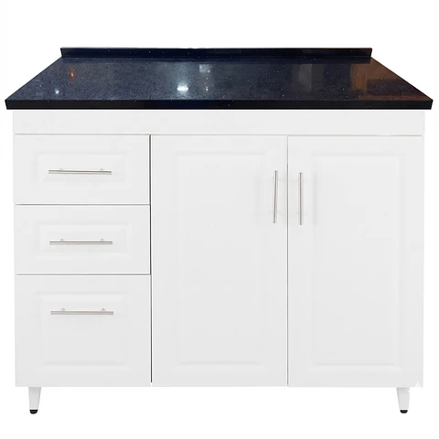 Mueble Mesón Blanco Izquierdo con Cubierta de Cuarzo 120x52x90 cm (Incluye Armado)