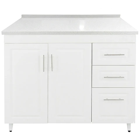 Mueble Mesón Blanco Derecho con Cubierta de Cuarzo 120x52x90 cm (Incluye Armado)