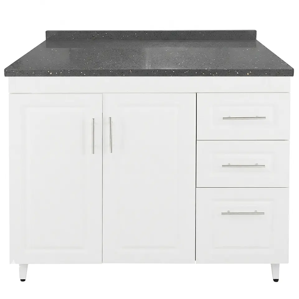 Mueble Mesón Blanco Derecho con Cubierta de Cuarzo 120x52x90 cm (Incluye Armado) 3