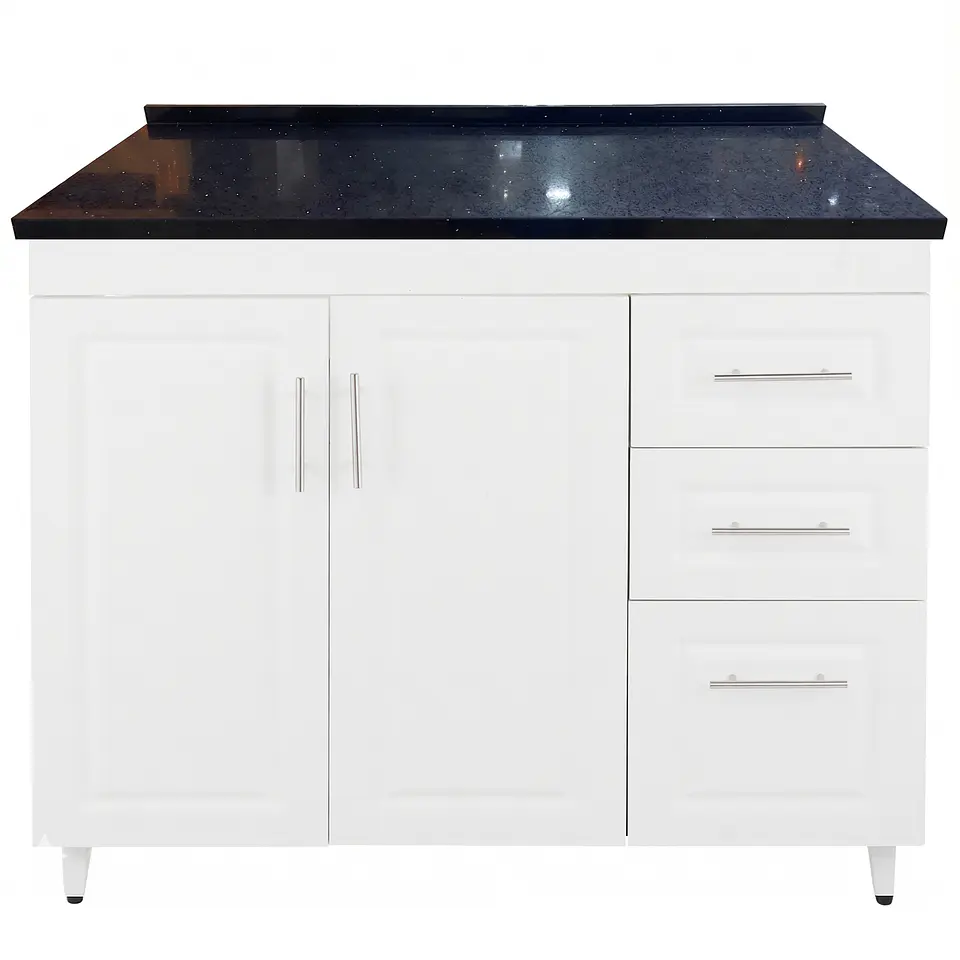 Mueble Mesón Blanco Derecho con Cubierta de Cuarzo 120x52x90 cm (Incluye Armado) 2