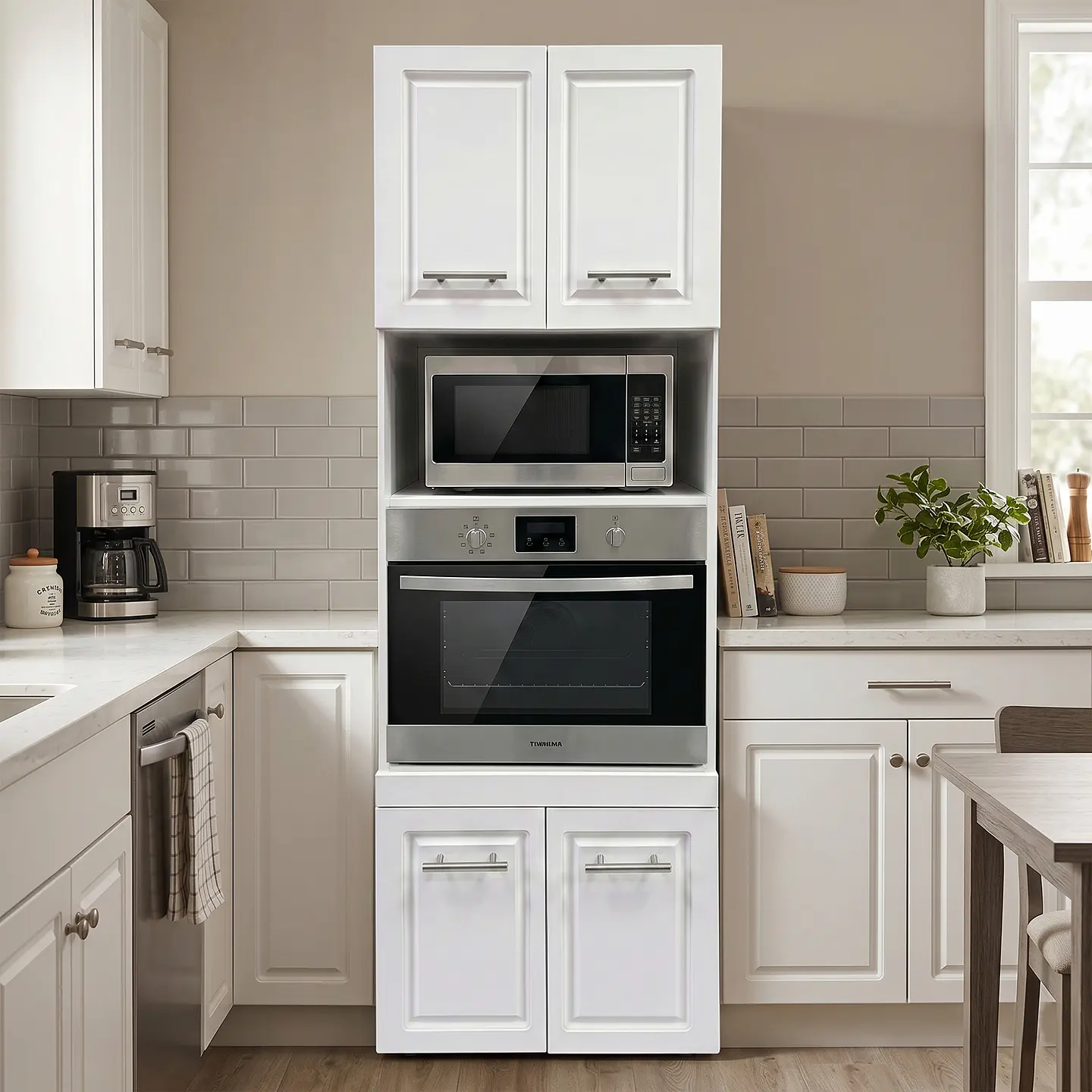 Mueble Integral para Microondas y Horno Blanco 60x60x210 cm (Incluye Armado) 5