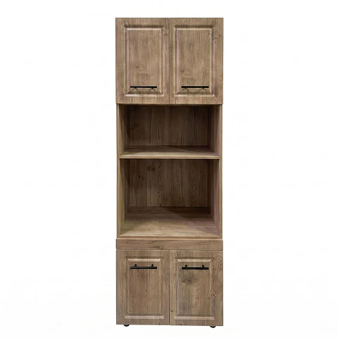 Mueble Integral para Microondas y Horno Nogal 60x60x210 cm (Incluye Armado)