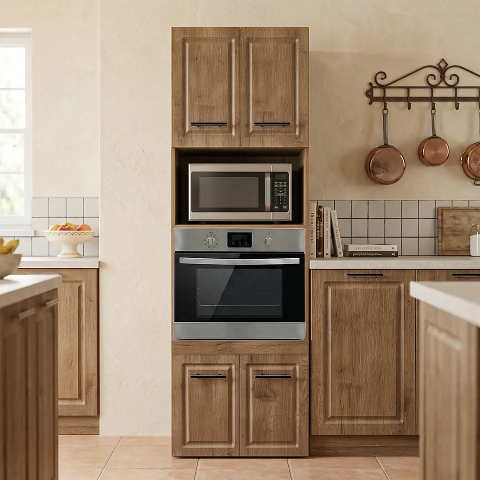 Mueble Integral para Microondas y Horno Nogal 60x60x210 cm (Incluye Armado) 3