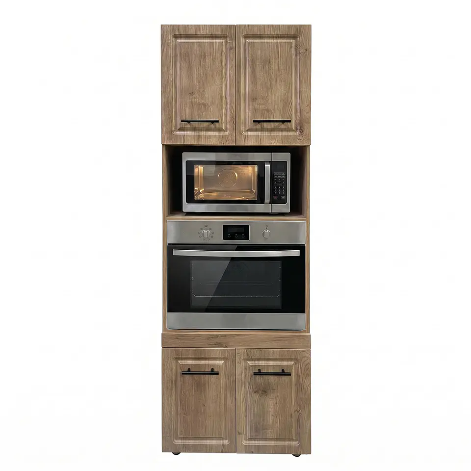 Mueble Integral para Microondas y Horno Nogal 60x60x210 cm (Incluye Armado) 1