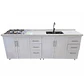 Mueble Modular Nogal para Cocina Lineal con Cubierta de Cuarzo, Lavaplatos y Encimera- COPIA - Miniatura 1
