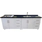 Mueble Modular Nogal para Cocina Lineal con Cubierta de Cuarzo, Lavaplatos y Encimera- COPIA - Miniatura 4
