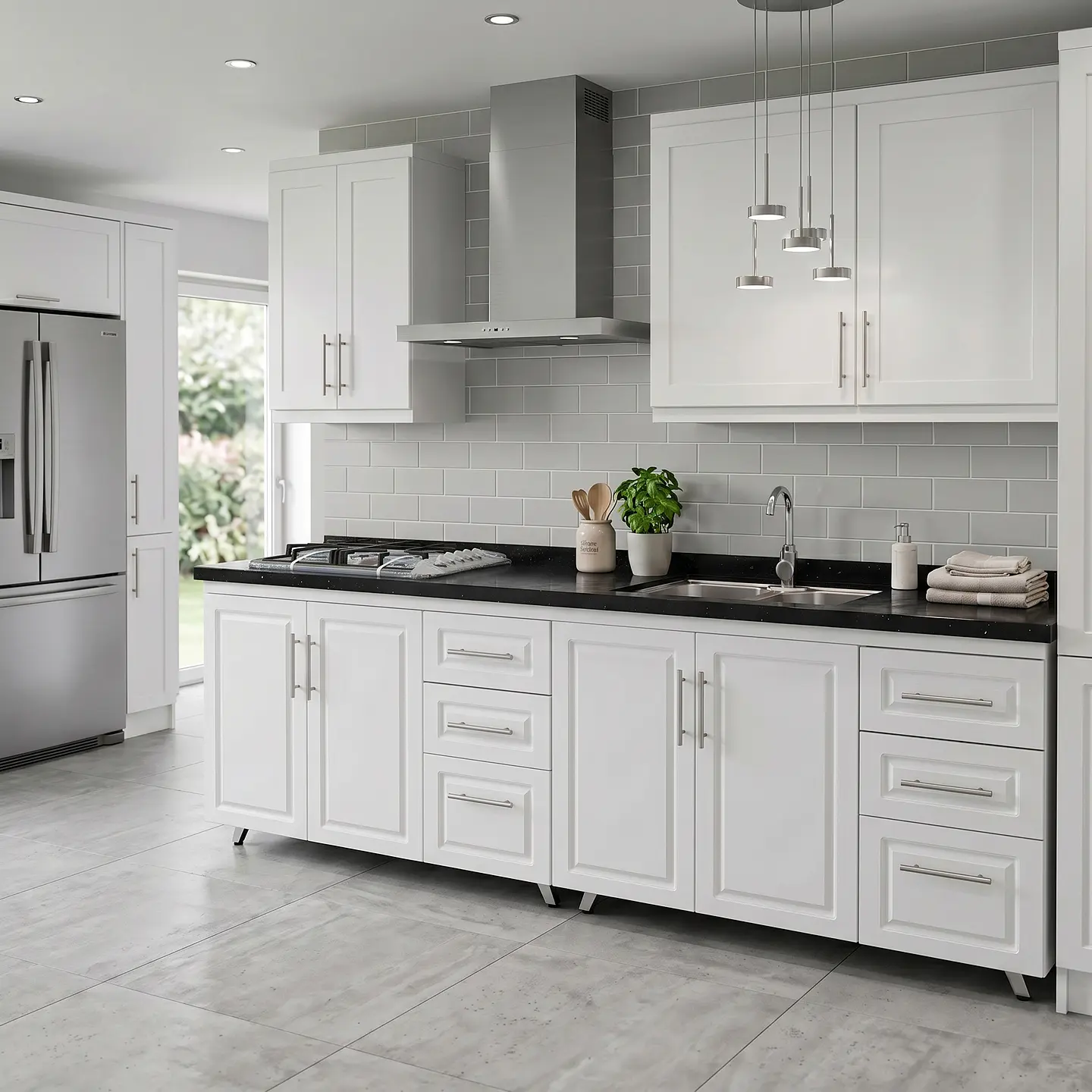 Mueble Modular Nogal para Cocina Lineal con Cubierta de Cuarzo, Lavaplatos y Encimera- COPIA 6