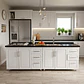 Mueble Modular Nogal para Cocina Lineal con Cubierta de Cuarzo, Lavaplatos y Encimera- COPIA - Miniatura 5