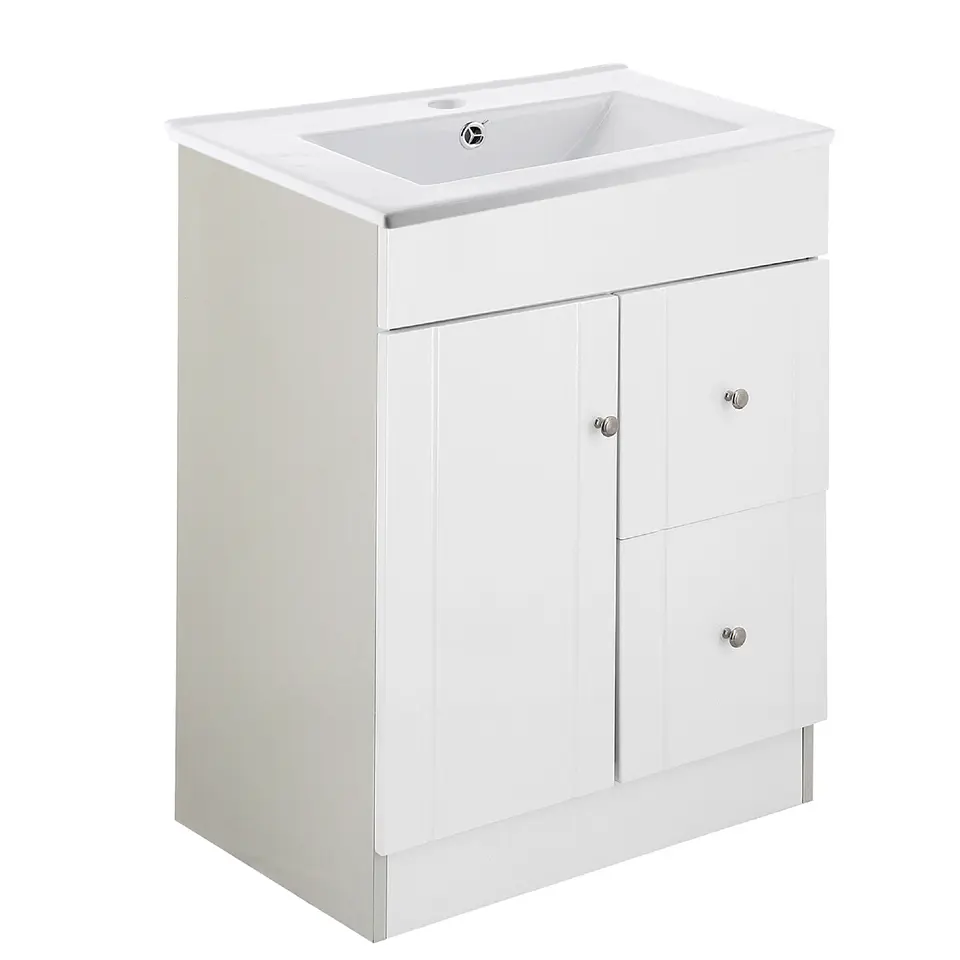 Mueble Vanitorio Habana Blanco con Cubierta de Loza 60x40x80 cm (Incluye Armado) 2