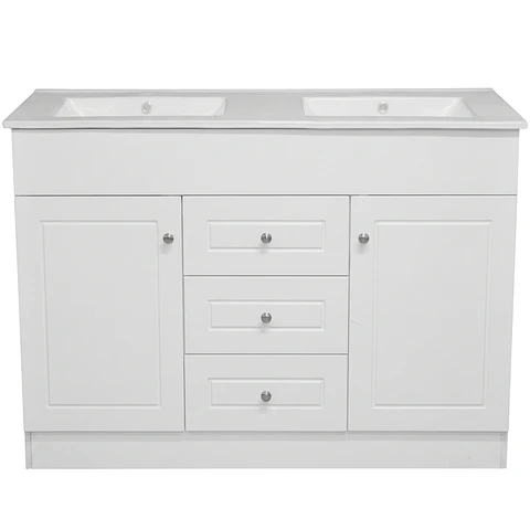 Mueble Vanitorio Habana Blanco con Cubierta de Loza Doble 120x47x80 cm (Incluye Armado)
