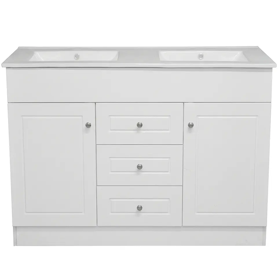 Mueble Vanitorio Habana Blanco con Cubierta de Loza Doble 120x47x80 cm (Incluye Armado) 1