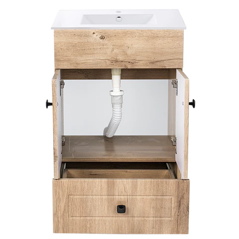 Mueble Vanitorio Habana Nogal con Cubierta de Loza 50x40x80 cm (Incluye Armado)