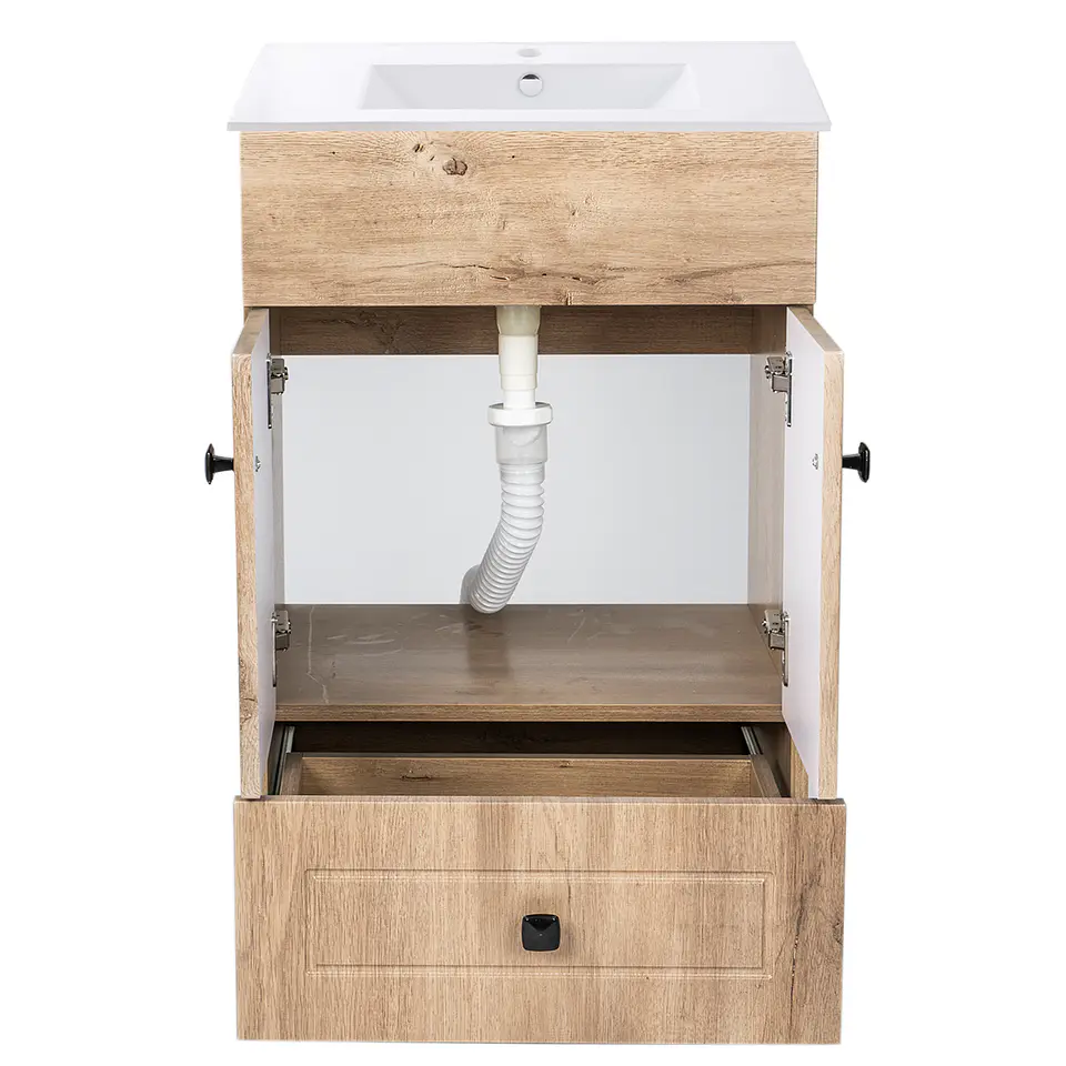 Mueble Vanitorio Habana Nogal con Cubierta de Loza 50x40x80 cm (Incluye Armado) 2