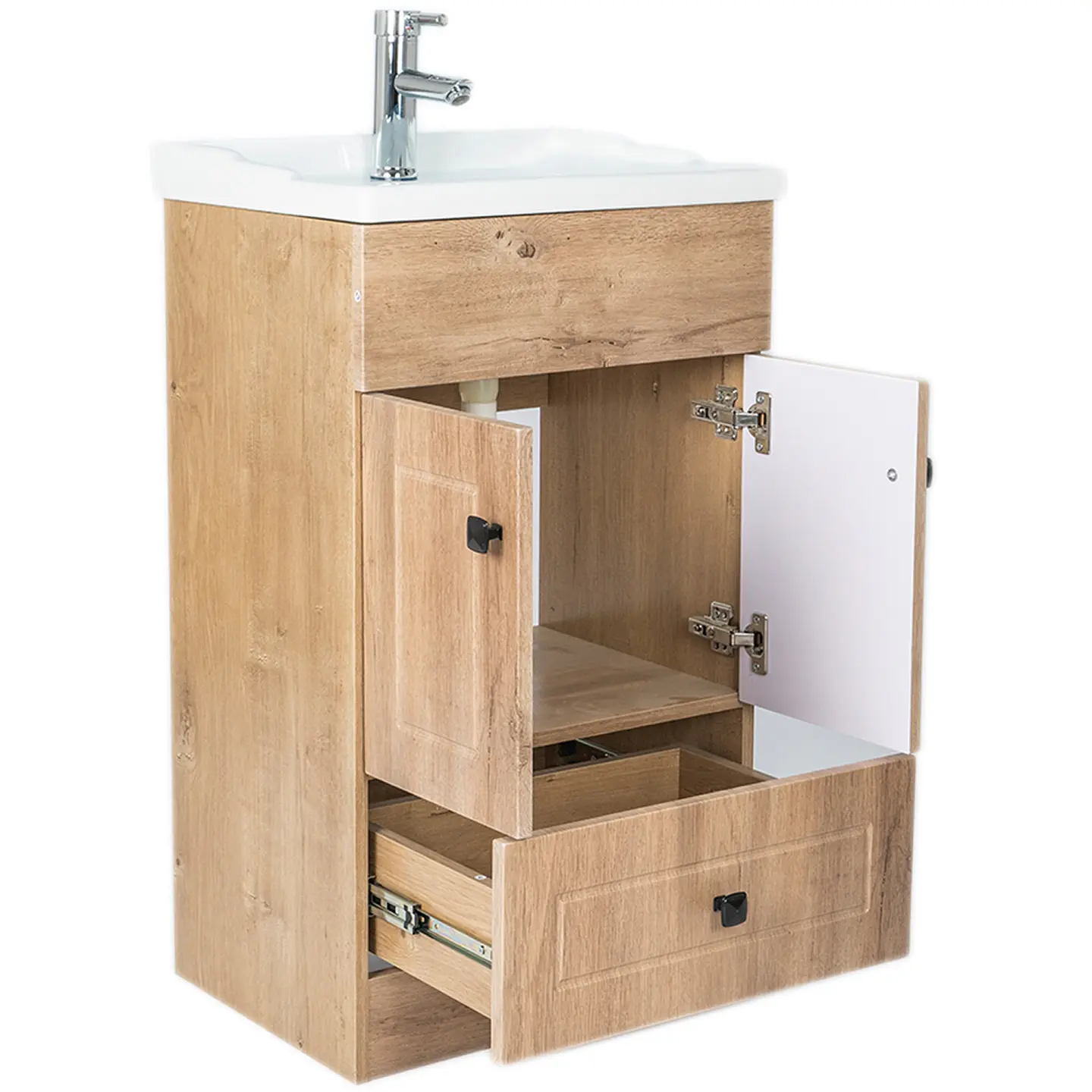 Mueble Vanitorio Habana Nogal con Cubierta de Loza 50x40x80 cm (Incluye Armado) 4