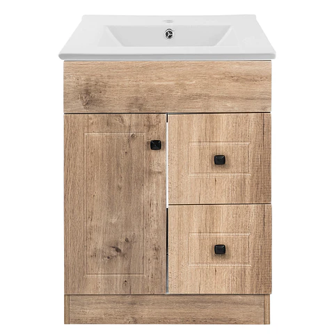 Mueble Vanitorio Habana Nogal con Cubierta de Loza 60x40x80 cm (Incluye Armado)