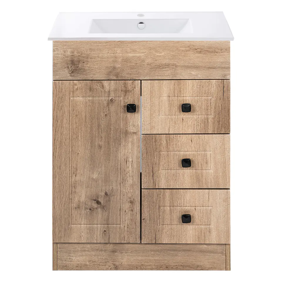 Mueble Vanitorio Habana Nogal con Cubierta de Loza 60x47x80 cm (Incluye Armado) 1
