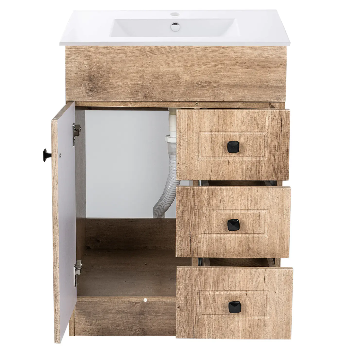 Mueble Vanitorio Habana Nogal con Cubierta de Loza 60x47x80 cm (Incluye Armado) 2