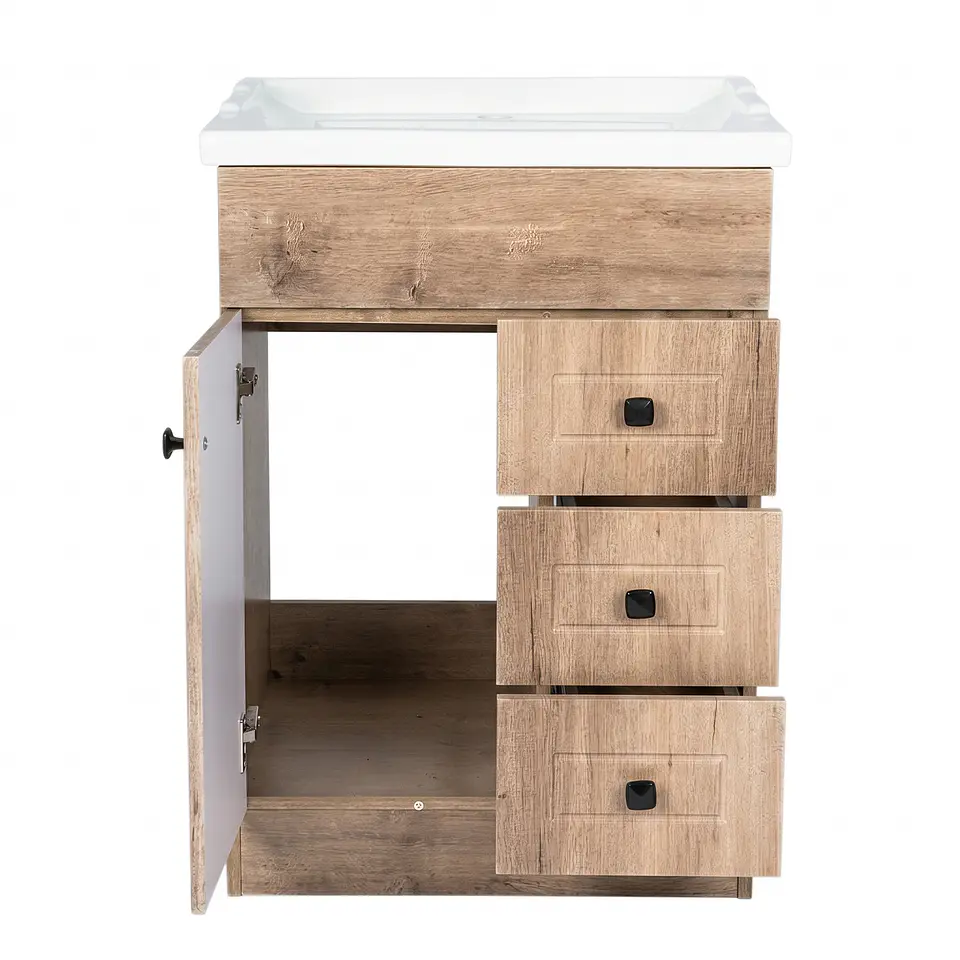 Mueble Vanitorio Habana Nogal con Cubierta de Loza 60x47x80 cm (Incluye Armado) 4