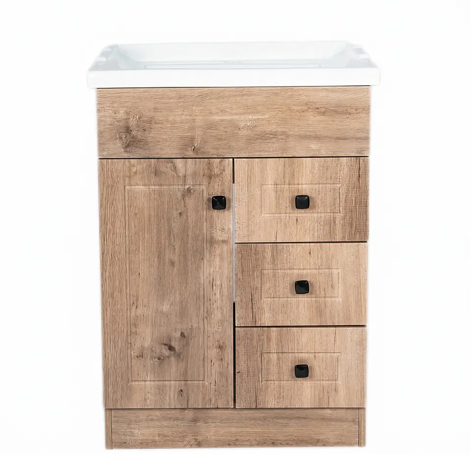 Mueble Vanitorio Habana Nogal con Cubierta de Loza 60x47x80 cm (Incluye Armado) 3