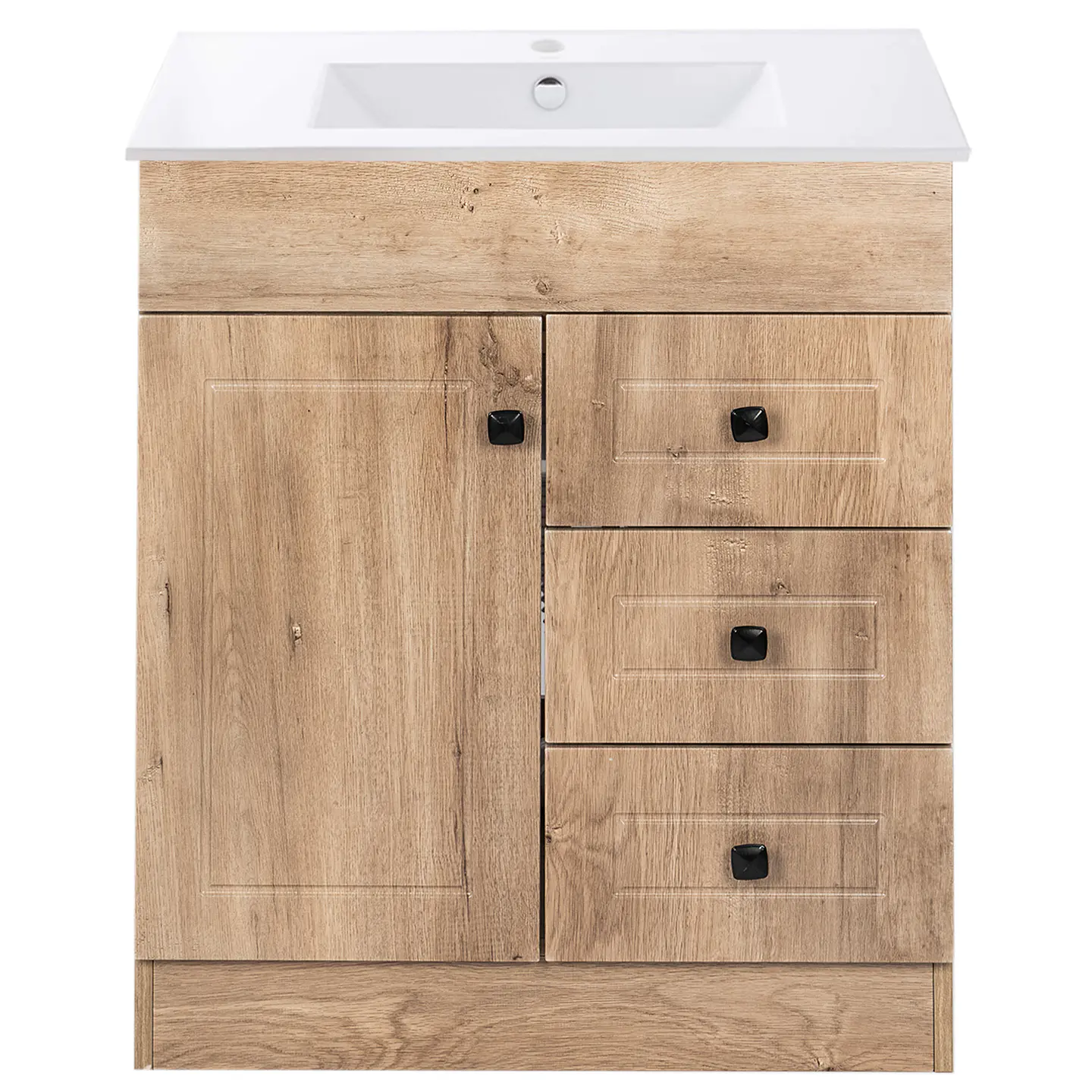 Mueble Vanitorio Habana Nogal con Cubierta de Loza 70x47x80 cm (Incluye Armado) 1