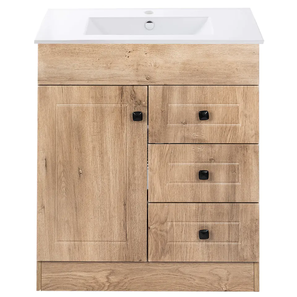 Mueble Vanitorio Habana Nogal con Cubierta de Loza 70x47x80 cm (Incluye Armado) 1