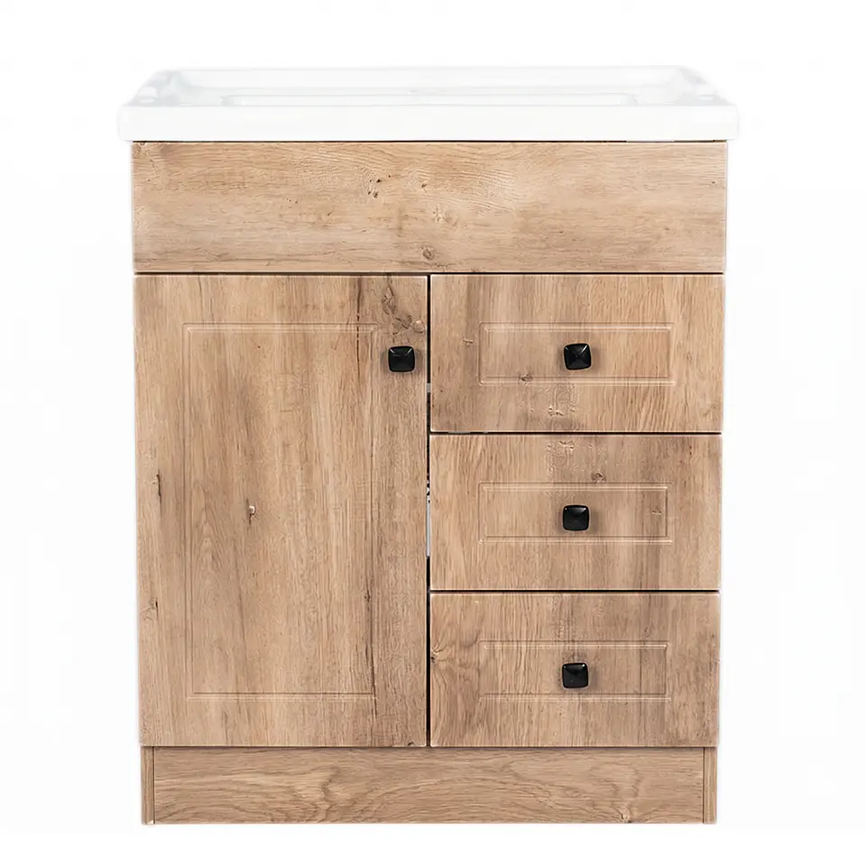 Mueble Vanitorio Habana Nogal con Cubierta de Loza 70x47x80 cm (Incluye Armado) 3