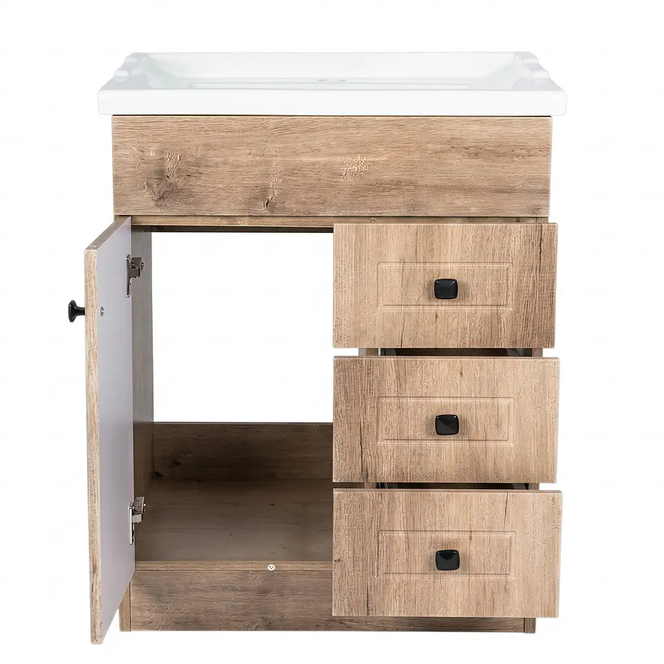 Mueble Vanitorio Habana Nogal con Cubierta de Loza 70x47x80 cm (Incluye Armado) 4