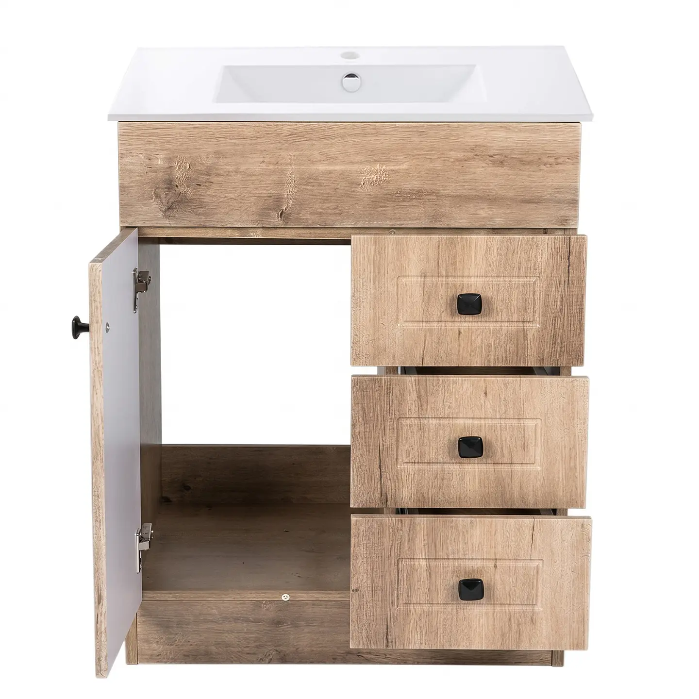 Mueble Vanitorio Habana Nogal con Cubierta de Loza 70x47x80 cm (Incluye Armado) 2