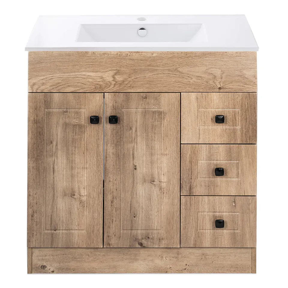 Mueble Vanitorio Habana Nogal con Cubierta de Loza 80x47x80 cm (Incluye Armado) 1